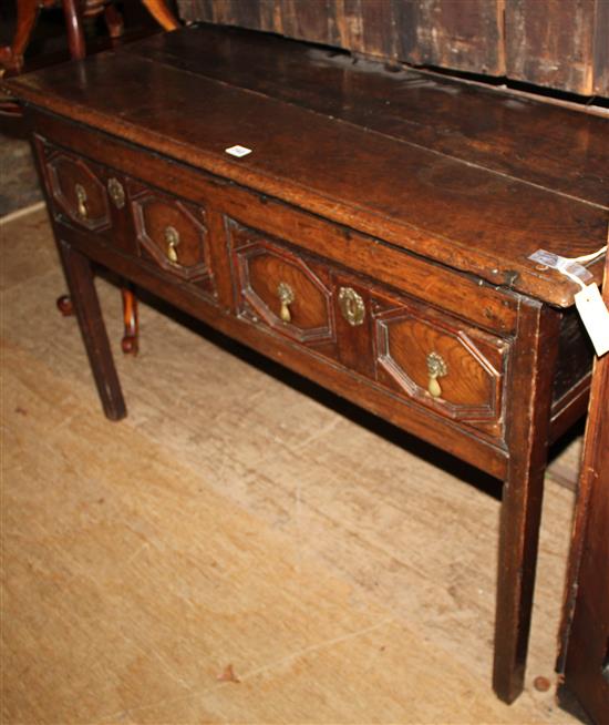Oak dresser base fitted two drawers with mitred fronts